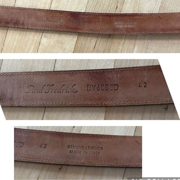 Paul Frederick Genuine Leather Made In Italy Cognac Brown Belt 42 - Picture 15 of 15